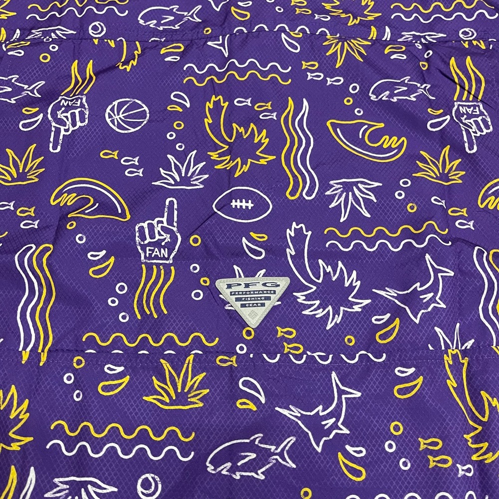 LSU Tigers Shirt Mens Large Purple Columbia PFG Super Slack Tide Vented NCAA - Picture 6 of 14
